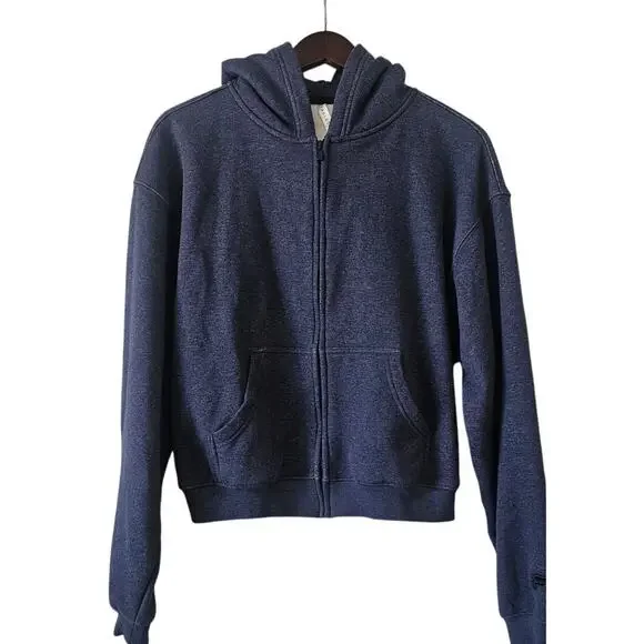 Fabletics Cropped Zip Up Hoodie Navy Blue Size L - Picture 1 of 5